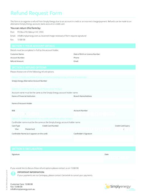 Simply Energy Refund Request Form Fill Out Sign Online DocHub