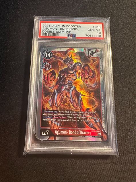 Digimon Agumon Bond Of Bravery Bt Red Super Rare Tcg Psa Gem