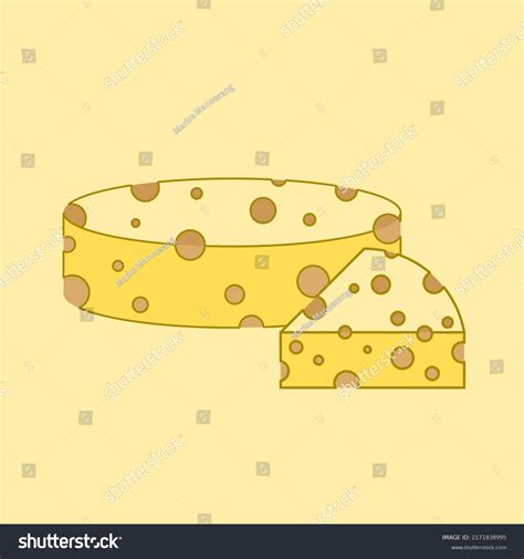 Cartoonized Lines Cheese Sliced Portion Illustration Stock Vector