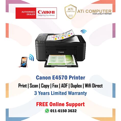 Canon E Inkjet All In One Printer Print Scan Copy Fax Wifi Adf