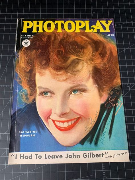 Rare Vintage 1935 Photoplay Magazine Cover Katherine Hepburn Earl Christy Artwork Etsy