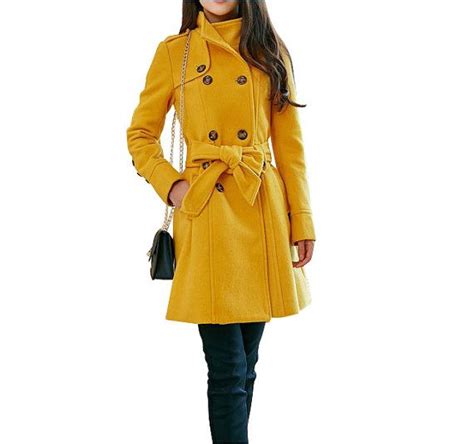 Yellow Women Coats Jacket Ol Jacket Wool Coat By Angelcity2012 65 99 With Images Hooded