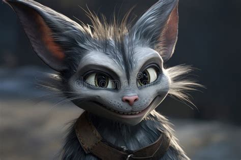 A Cartoon Cat with Large Ears Stock Illustration - Illustration of ...