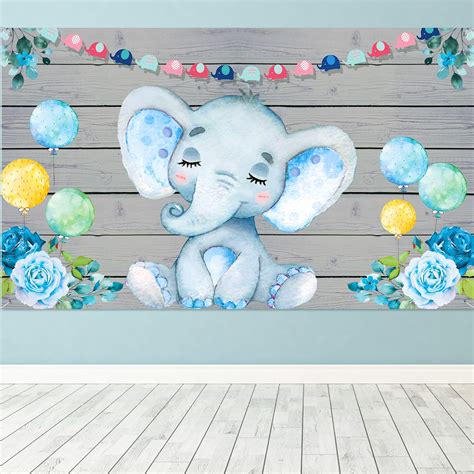 Buy Blue Elephant Boy Baby Shower Decorations Supplies, Large Fabric ...