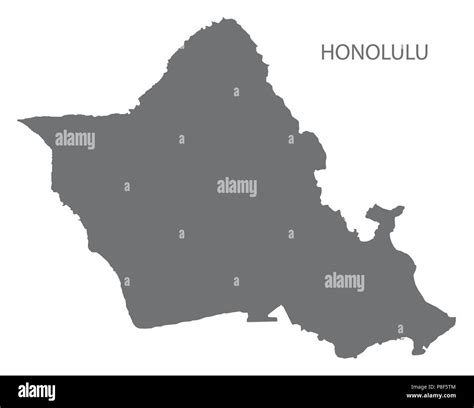 Honolulu Hawaii City Map Grey Illustration Silhouette Shape Stock