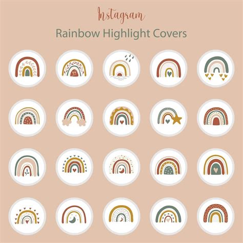 Premium Vector Instagram Highlight Cover With Boho Rainbow