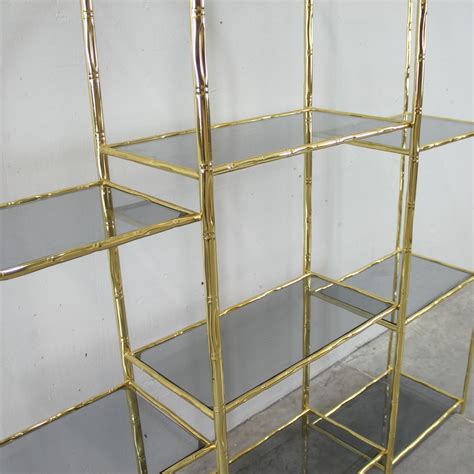 Vintage Glass And Gold Plated Metal Shelving Unit For Sale At Pamono