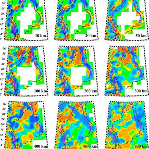 Map Views Of Vp Tomography The Layer Depth Is Shown At The Lower‐right