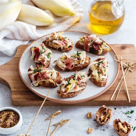 Crostinis Dendives Perle Du Nord Jambon Cru Et Huile De Noix Perle