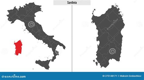 Map of Sardinia Province of Italy Stock Vector - Illustration of ...