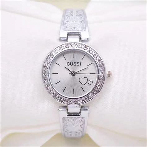 Cussi 2018 Luxury Silver Womens Bracelet Watch Diamond Quartz