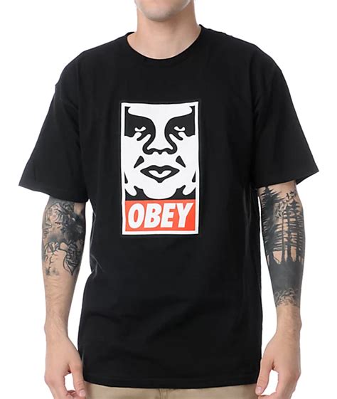 Obey Icon Face Black T Shirt Zumiez