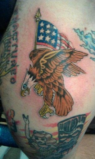 Impressive American Flag And Eagle Tattoo