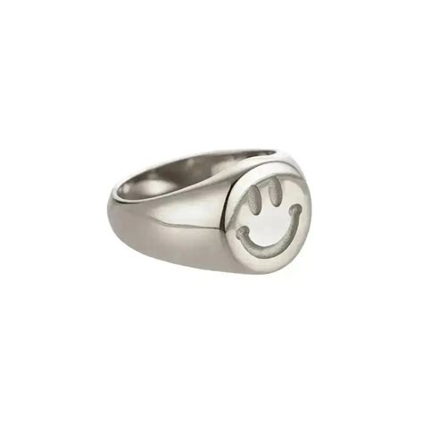 Smiley Ring Edelstahl Silber Stacking Knocknok Fashion