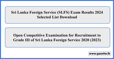 Sri Lanka Foreign Service Slfs Exam Results Selected List