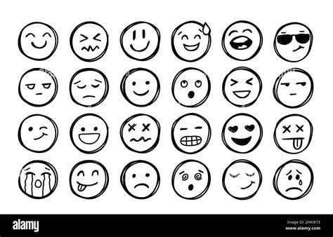 Sonrisas dibujadas a mano Caras de la emoción del doodle FreeHand