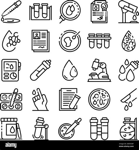 Blood Test Icons Set Outline Set Of Blood Test Vector Icons For Web