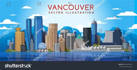 Vancouver City Skyline Canada Vector Illustration Stock Vector