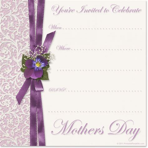 Mothers Day Invite Template Free Printable Party Invitations