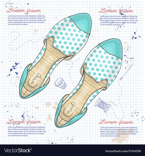 Fashion sketch womens shoes Royalty Free Vector Image