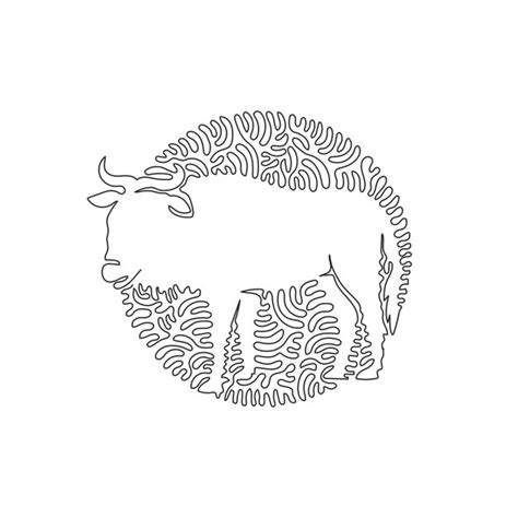 Premium Vector Single One Curly Line Drawing Of Wildebeest Has A Long