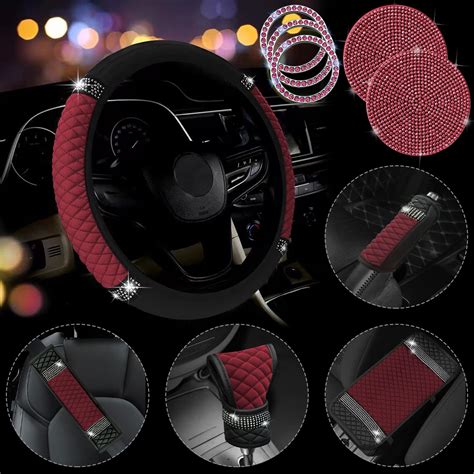 Amazon Jingsen Pcs Bling Rhinestones Leather Car Accessories