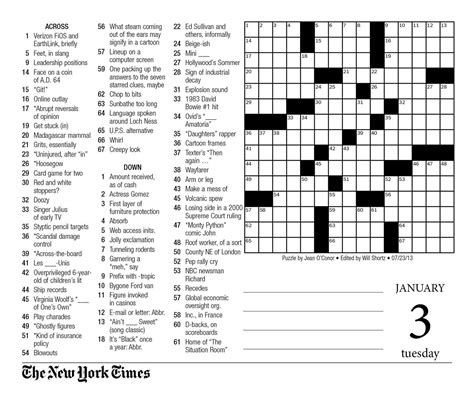 Ny Times Crossword Puzzles Printable