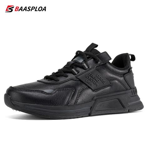 Baasploa Men Leather Shoes Walking Shoe Waterproof Casual Sneakers Non