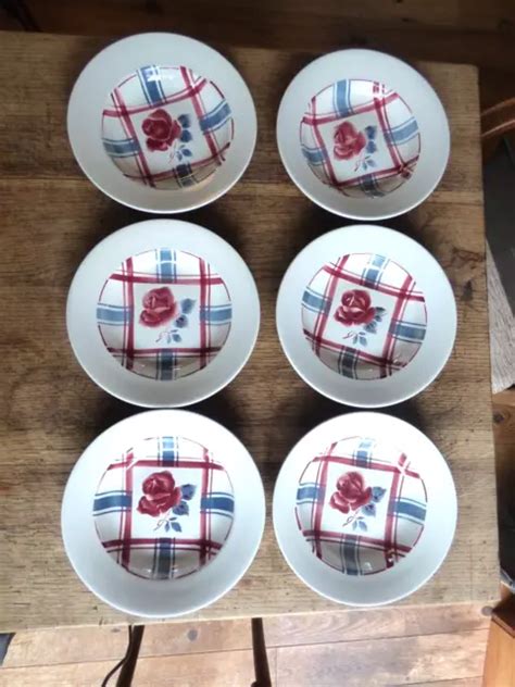 LOT DE 6 assiettes creuses Digoin Sarreguemines modèle Géo Anny vintage