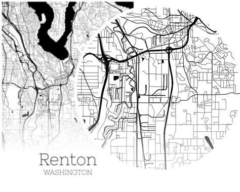 Renton Map Instant Download Renton Washington City Map Etsy