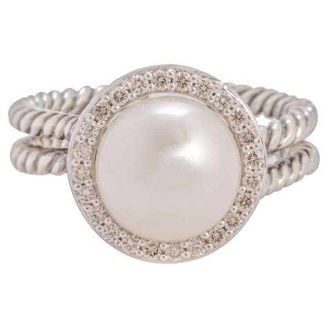 David Yurman Pearl And Diamond Cable Ring At 1stdibs David Yurman