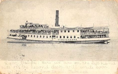 Susquehanna Steam River Boat Passengers Antique Postcard K80169 Mary