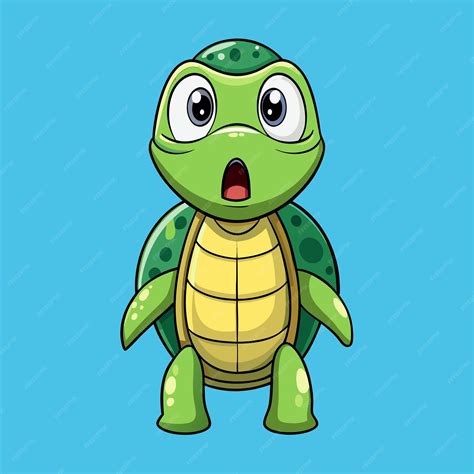 Adorable Cartoon Vector Icon of a Shocked Turtle with Big Eyes