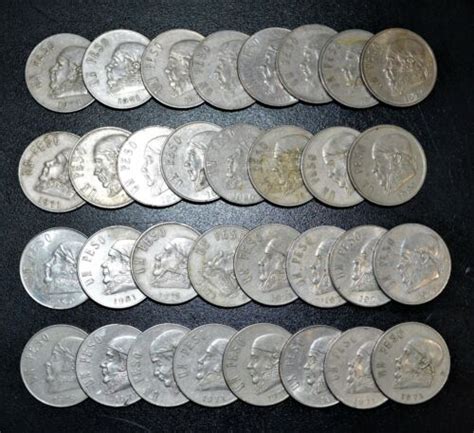 OLD MEXICAN COIN LOT F Mexico 32 EXCELLENT UN PESO COINS EBay