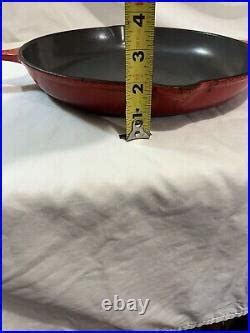 Vintage Le Creuset France Large Red Cast Iron Frying Pan Skillet