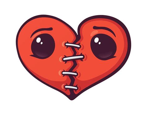 Cartoon Illustration Of Broken Heart With Eyes 17369154 Vector Art At