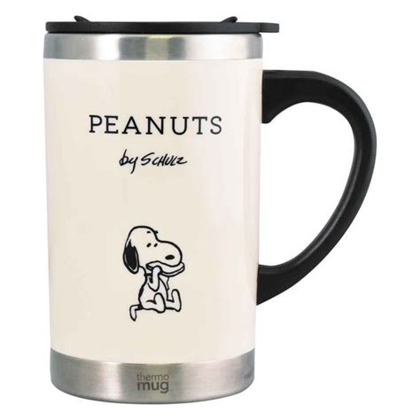 【アスクル】 大西賢製販 マグカップ 300ml フタ付き スリムサーモマグ スヌーピー Peanuts ステンレス アイボリー 394986