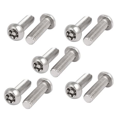 Uxcell M6x20mm 304 Stainless Steel Button Head Torx Six Lobe Security Tamper Proof Screws 10pcs