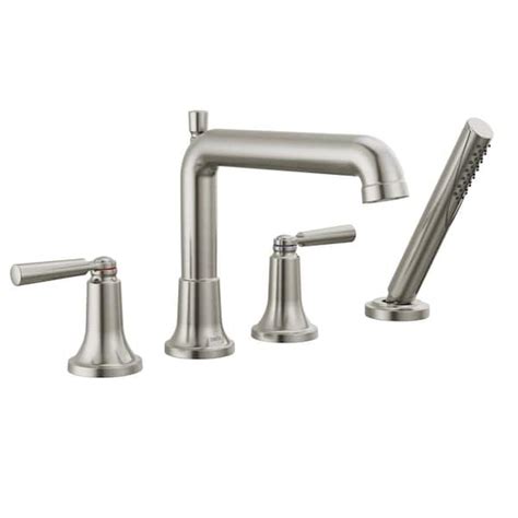 Delta Saylor 2 Handle Deck Mount Roman Tub Faucet Trim Kit With Hand Shower In Stainless Valve