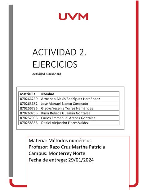 Actividad M Todos Num Ricos Actividad Ejercicios Actividad