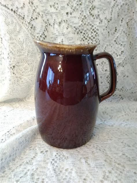 A Marked Hull Pottery Ovenproof Usa Brown Drip Glaze Small Juice Or