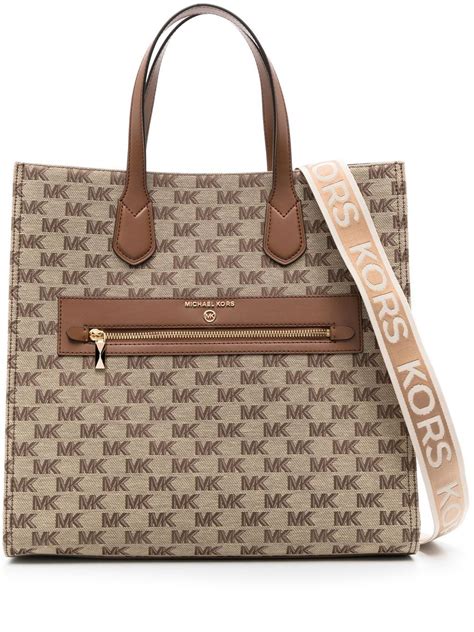 Michael Michael Kors Monogram Jacquard Tote Bag In Nude ModeSens