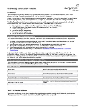 Fillable Online Energytrust Solar Ready Construction Template Fax Email