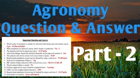 Agronomy Question And Answer Ll Sample Question Paper Ll Asrb Icar Net