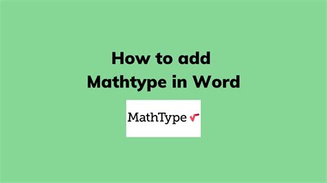 How To Add Mathtype In Word YouTube