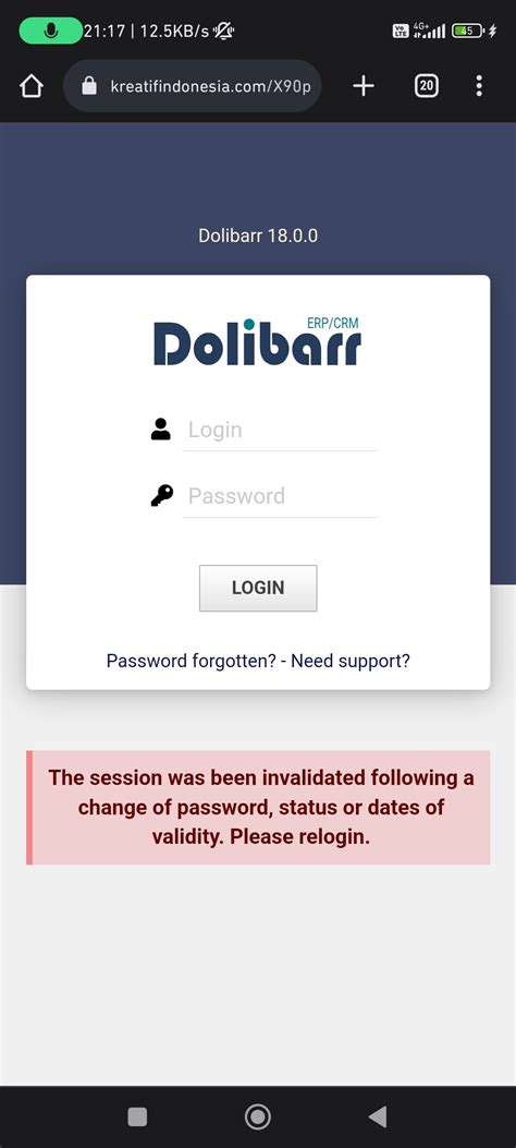 Login Error Softlicious Web Installation Dolibarr Ver 18