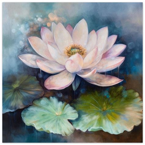 Lotus Flower Wall Art Oil Painting Print Premium Poster Paper Square