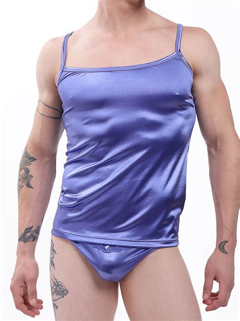 Mens Purple Satin Camisole Sexy Satin Lingerie For Men Xdress