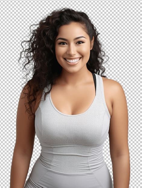 Beautiful Happy Young Woman Plus Size Model Smile Isolated Transparent