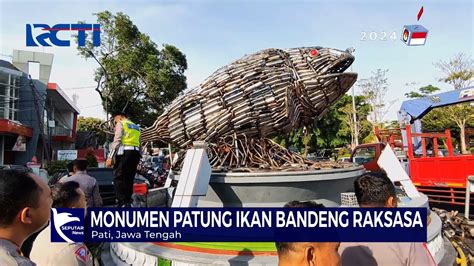 Ribuan Knalpot Brong Hasil Razia Dijadikan Patung Ikan Bandeng Di Pati